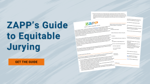 Decorative graphic for ZAPP's Guide to Equitable Jurying