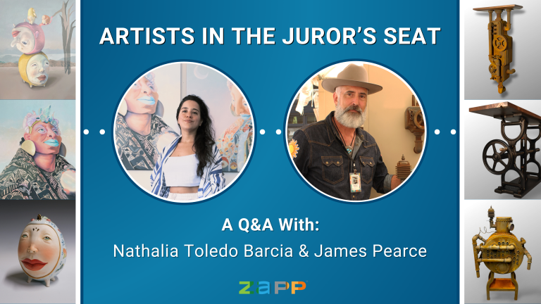 Title of the blog next to images of the artists and their artwork.